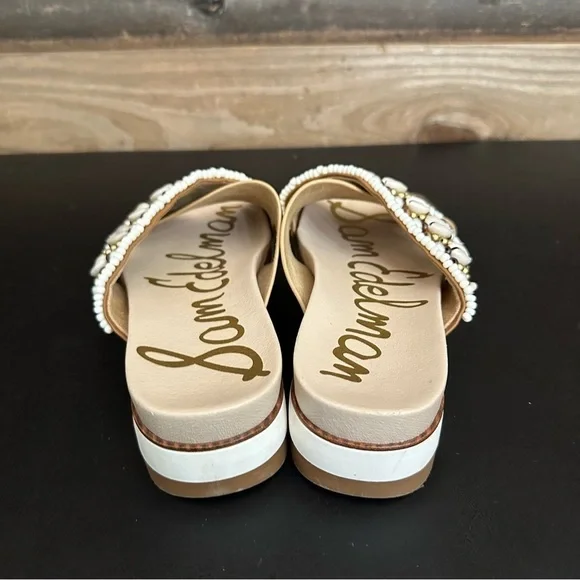 Sam Edelman Sandals Womens 7M Audrea Slide Slip On Shoes Shells Beads Platform - Picture 10 of 10